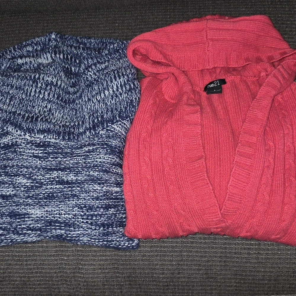 Rue21 Vibrant Pink and Classic Blue Knit Sweater Duo